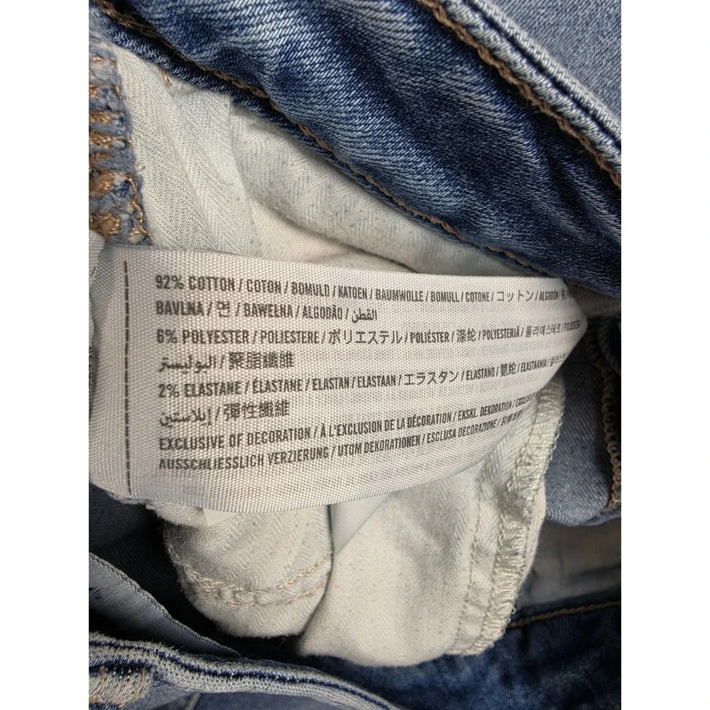 Hollister Ultra High-Rise Mom Jean Women 3R W26 L27 Blue Distressed Button Fly